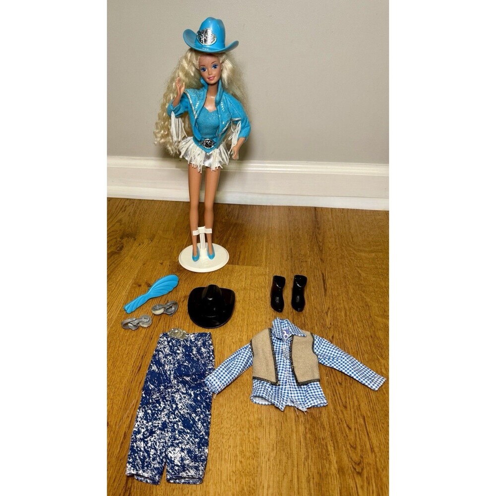 Vtg 1993 Western Stampin‎ Barbie & Cool Looks Ken Boots n Cowboy Hat